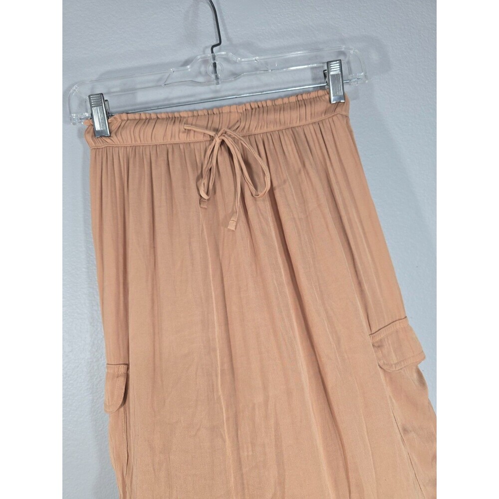 Aerie Tan Satin Cargo Utility Midi Skirt W/ Side Splits Size XS Gorpcore BF - Picture 2 of 7